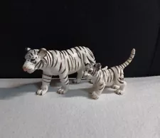 Schleich WHITE Siberian TIGER Adult and Cub Cats Wildlife Figures Retired 2003