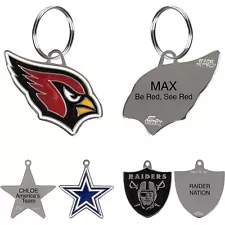 NFL Engraving Pet ID Tags in 32 Team Logo Shapes Personalized for Dogs and Cats