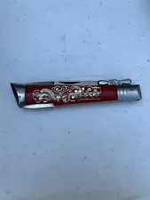 Bullfighter Dragon 19cm Vintage Red Mexican Souvenir Switchblade Knife