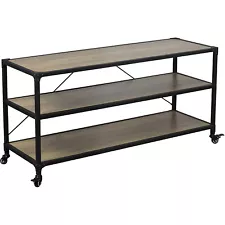 eHemco Rustic TV Stand and Entertainment Center with Shelves and Wheels (5446)