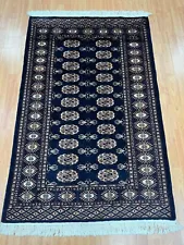 3'2" x 5' New Pakistani Bokhara Oriental Rug - Dark Blue - Hand Made - 100% Wool