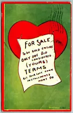 Heart For Sale One Bid Considered Valentine Greetings F A Moss DB Postcard I10