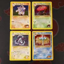 HP COMPLETE Pokemon GYM HEROES (Theme Deck) 4-Card HOLO RARE Set WOTC Heavy Play