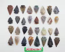 32 Piece Collection Arrowheads - Spearheads - Hand Knapped Agate/Fancy Jasper