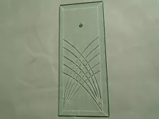 ANTIQUE BEVELED GLASS ETCHED REPAIR PANEL FOR CHANDELIER CROSSED WAVE