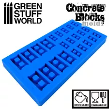 CONCRETE BRICKS Textured SILICONE MOLD - for Resins - Impression Blocks