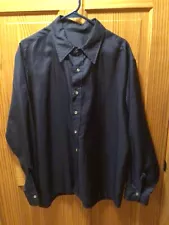 Amish Mennonite Hand Made L/S Dark Blue 7-Button Shirt C47 EUC Plain Clothing