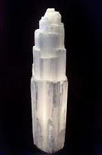 15 16 " Extra Large Selenite Tower Lamp White Natural Crystal Light LED Cord XL