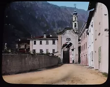 CHIAVENNA OLD TOWN GATE SWITZERLAND C1890 Magic Lantern Slide ANTIQUE PHOTOGRAPH