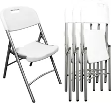 Premium Resin Folding Chair, 4-Pack, White