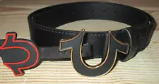 MENS TRUE RELIGION HORSESHOE BLACK BELT SIZE 32