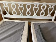 Vintage King Size Bed Dual Frame and Headboard: wood, white