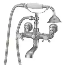 BWE 3-Handle Claw Foot Tub Faucet with Hand Shower Old Style in Brushed Nickel