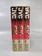 3 JVC E-180 SX VHS Blank Video Tapes 3 Hour New & Sealed Video Cassettes