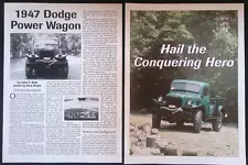 1947 Dodge Power Wagon History Info Article "Hail the Conquering Hero"