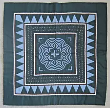 Hmong Art Pan Dao Handmade Flower Cloth for Altar Wall 19x19" Green + Info Paper