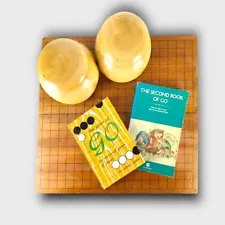 VTG Japanese GO Game Set incl. Stones, custom wood box, & books pl bonus!