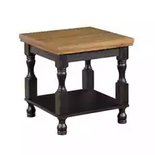 Heavenly 24 in. Antique Black/Oak Square Wood End Table