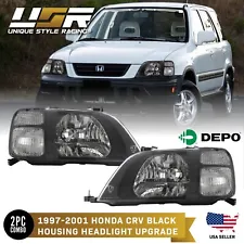 DEPO JDM Black Housing Headlights w/ Clear Corners For 1997-2001 Honda CRV CR-V (For: Honda CR-V)