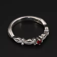 Sterling Silver - SIGNED Ruby Solitaire Spiral Engagement Ring Size 7 - 2g