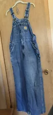 Carhartt Men's Bibs Overalls 34x32 Blue Work Wear 100% Cotton