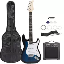 Full Size 39" Blue Electric Guitar with Amp,Case,Accessories Pack Beginner New