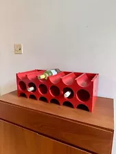 Vintage 1970s Red Italian Kartell Style Stacking Modular Plastic Wine Racks MCM