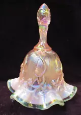 FENTON Art Glass Lily Of The Valley OPALESCENT Crest Pink Teal Ruffled Bell