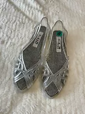 Vintage Jelly Shoes Glitter Retro 80s Style Open Toe Flats Womens Size 8