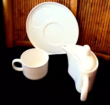 Tea Set for One / Unique Curved Teapot, Cup & Saucer