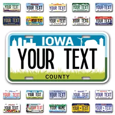 Custom state License Plates with personalized text Car 12x6- Moto 7x4 - Bike 6x3