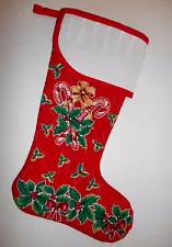 Quilted Christmas Stocking Cross Stitch (Charles Craft Aida Cuff) CANDY CANES