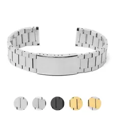 StrapsCo Stainless Steel Flat Link Bracelet Watch Band