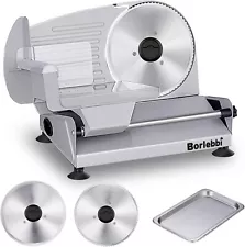 Meat Slicer, 200W Electric Food Slicer w/ 2 Removable 7.5" Stainless Steel Blade