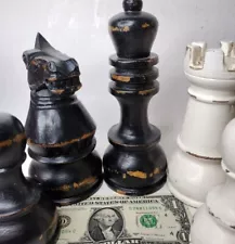 Oversized Distressed Wooden Chess Pieces Black or White (Pick and Choose)