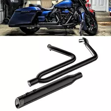 Pro 2 into 1 Black Exhaust Pipe w/ 4" Muffler Fit 1995-2016 Harley Touring 08B