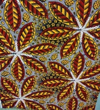 African Print Fabric wax print cotton fabric remnants Red/Gold 33"L x 30"W