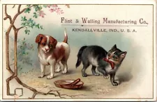 1880s-1900 Kendallville IND Wind Mill Dog Cat Flint & Walling Victorian Era Card