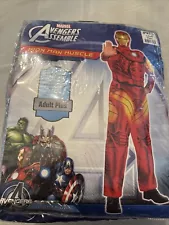 Marvel Avengers Iron Man Muscle Halloween Costume Adult plus Bodysuit/mask