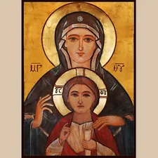 Coptic Orthodox Icon, St. Virgin Mary, Theotokos, mother of God, antique  