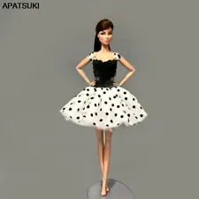 Fashion Black White Tutu Dress For 1/6 Doll Clothes Party Gown For 11.5" Doll