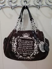 Y2K McBling Juicy Couture Royal Juicy Once Upon A Time Brown Velour Shoulder Bag