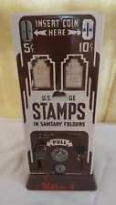 Vintage US Postage Shipman 5 & 10 Stamp Vending Machine Porcelain Front ~ NO KEY