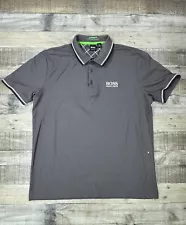 Hugo Boss Polo Shirt Mens Large Gray Clasic Golf Moisture Manager Top