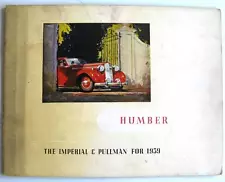 Humber Imperial & Pullman Models For 1939 Pre-War Car Sales Brochure