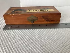 Vintage Wooden Fish Lures Box Wood Hawaii Souvenir