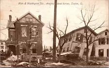 PC Main & Washington Streets Showing Dead Horses Natural Disasters Dayton, Ohio