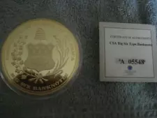 CONFEDERATE CSA BIG BANKNOTE 3" GOLD-PLATED COIN ($1000 MONTGOMERY NOTE)