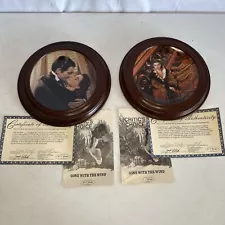 Set of 2 Gone With The Wind Plates Marry Me Scarlett Waiting For Rhett COA