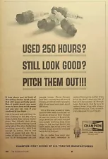 Champion Spark Plugs Toledo OH Tune Up Tractor 250 Hrs Vintage Print Ad 1963